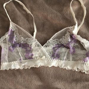 Hanky Panky Bralette white with purple lace